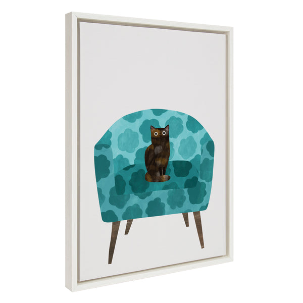 kate & laurel Sylvie 9 Teal Chair Framed Canvas by Planet Cat