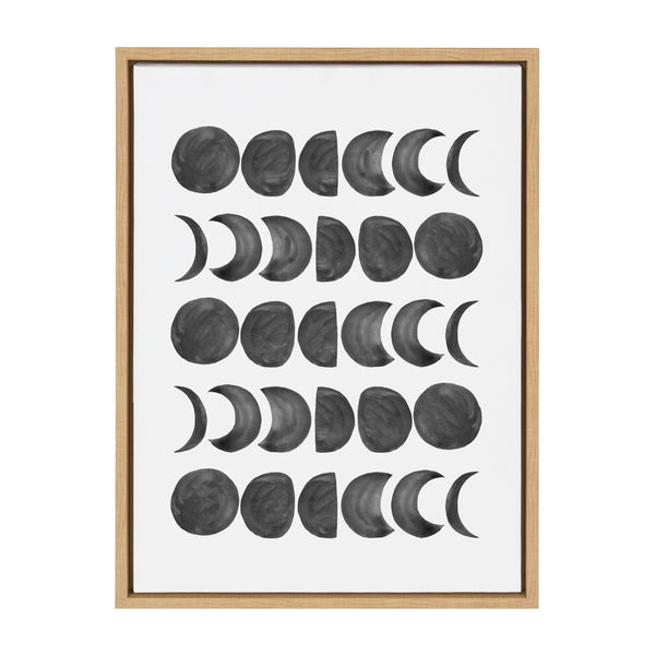 Kate & Laurel Sylvie 901 Moon Phases Black On White Framed Canvas By Teju Reval Of SnazzyHues