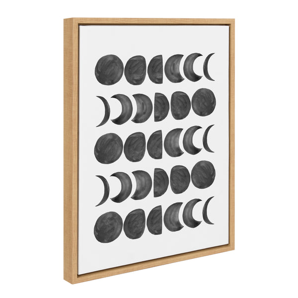 Kate & Laurel Sylvie 901 Moon Phases Black On White Framed Canvas By Teju Reval Of SnazzyHues