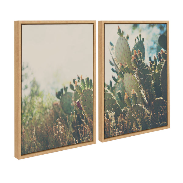 Kate & Laurel Sylvie A Desert Prickly Pear Cactus 1 And 2 Framed Canvas Art Set By Laura Evans