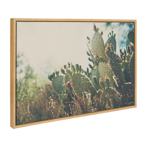 Kate & Laurel Sylvie A Desert Prickly Pear Cactus Framed Canvas By Laura Evans