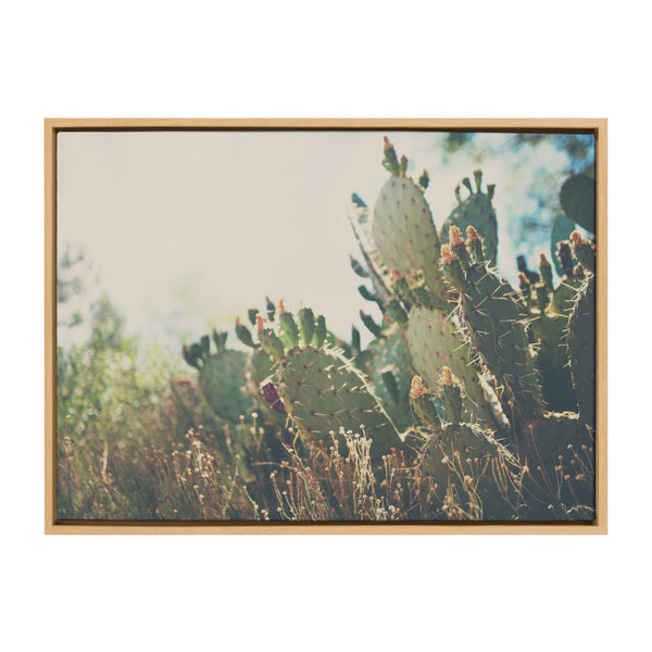 kate & laurel Sylvie A Desert Prickly Pear Cactus Framed Canvas by Laura Evans
