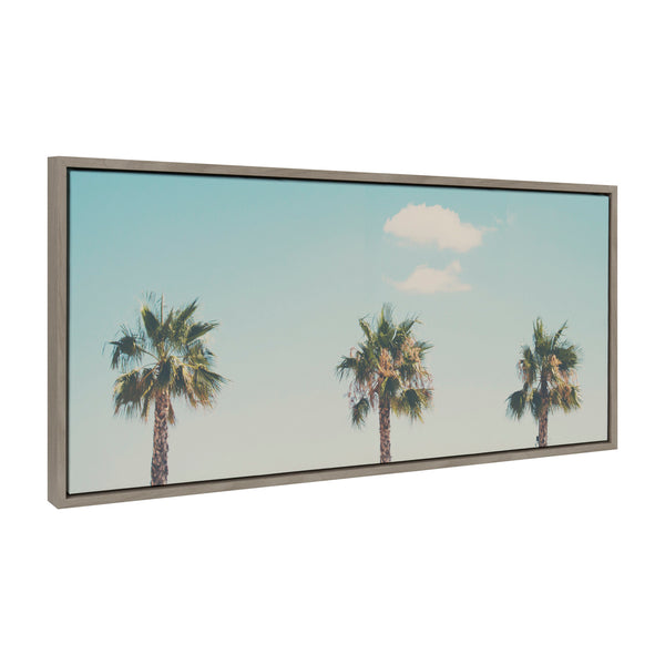 Kate & Laurel Sylvie A Trio Of Palm Trees Framed Canvas By Laura Evans