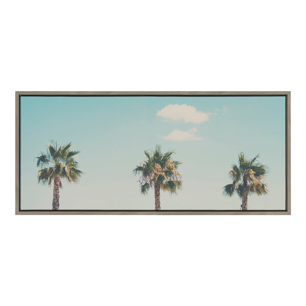 kate & laurel Sylvie A Trio of Palm Trees Framed Canvas by Laura Evans