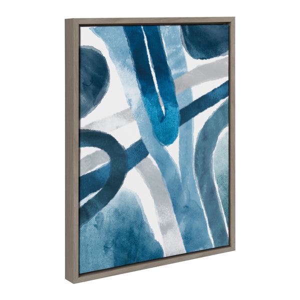 Kate & Laurel Sylvie Abstract Blue And Gray Watercolor Framed Canvas Gray 18x24
