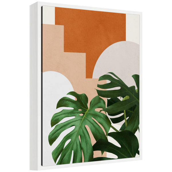 kate & laurel Sylvie Abstract Botanical 2 Leaves Framed Canvas by July Art Prints
