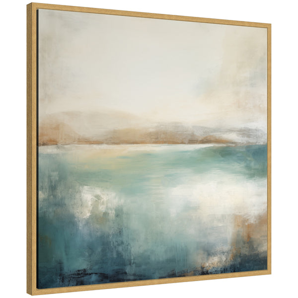 Kate & Laurel Sylvie Abstract Calming Lake Landscape Framed Canvas By The Creative Bunch Studio