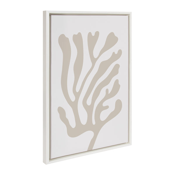 Kate & Laurel Sylvie Abstract Coral Coastal Beige Framed Canvas By The Creative Bunch Studio