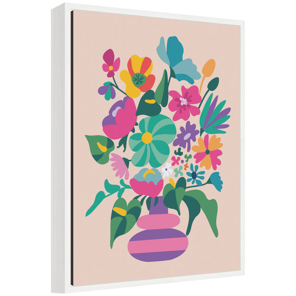 kate & laurel Sylvie Abstract Floral Vase Framed Canvas by Rachel Lee