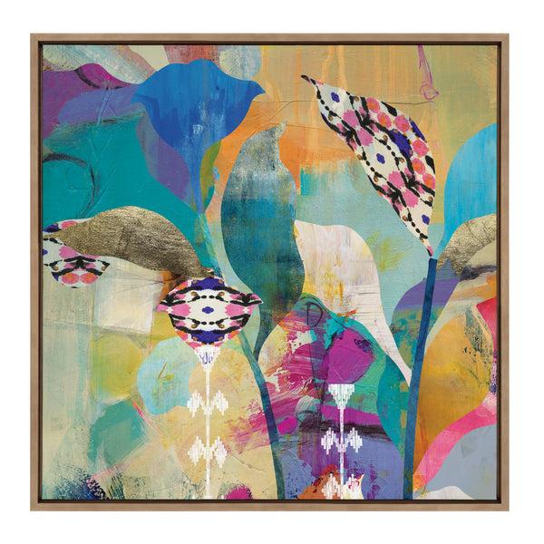Kate & Laurel Sylvie Abstract Flower Love Framed Canvas By Nikki Chu