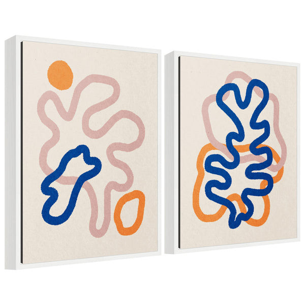 kate & laurel Sylvie Abstract Line Art 1 and 2 Framed Canvas Art Set by July Art Prints