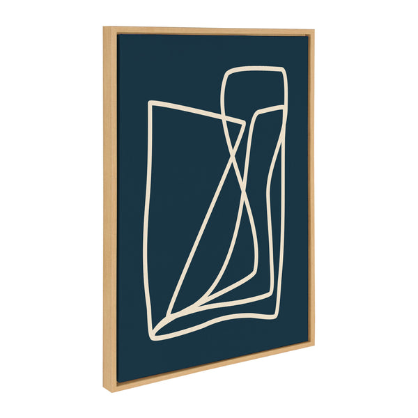 Kate & Laurel Sylvie Abstract Lines In Blue Framed Canvas By Apricot And Birch