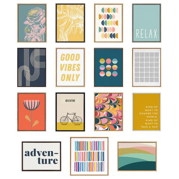 Kate & Laurel Sylvie Abstract Lines In Blue Framed Canvas By Apricot And Birch