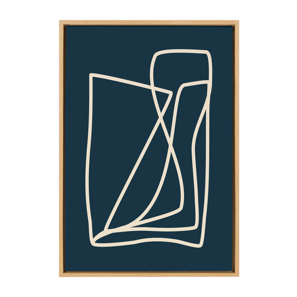 kate & laurel Sylvie Abstract Lines in Blue Framed Canvas by Apricot and Birch