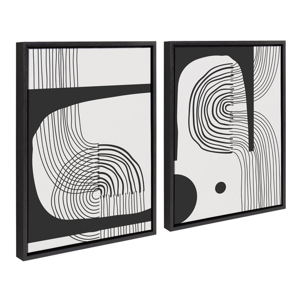 kate & laurel Sylvie Abstract Minimal C and D Framed Canvas by The Creative Bunch Studio