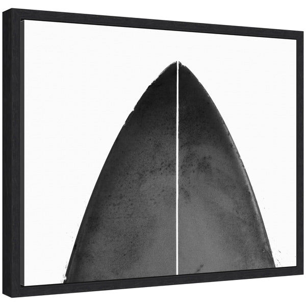 kate & laurel Sylvie Abstract Minimalist Coastal Black Surfboard Framed Canvas by Saint and Sailor Studios