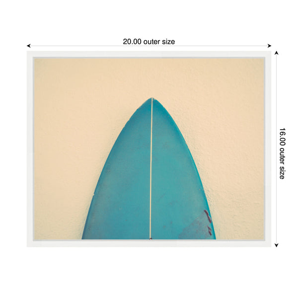 Kate & Laurel Sylvie Abstract Minimalist Coastal Teal Surfboard Framed Canvas By Saint And Sailor Studios