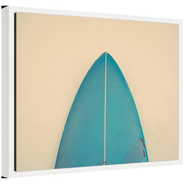 kate & laurel Sylvie Abstract Minimalist Coastal Teal Surfboard Framed Canvas by Saint and Sailor Studios
