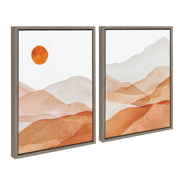 Kate & Laurel Sylvie Abstract Mountain Range I And III Orange Framed Canvas By Amy Lighthall