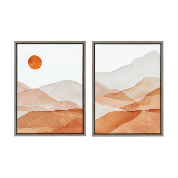 kate & laurel Sylvie Abstract Mountain Range I and III Orange Framed Canvas by Amy Lighthall
