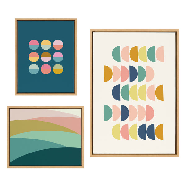 Kate & Laurel Sylvie Abstract Shapes Framed Canvas Set By Apricot And Birch