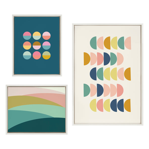 kate & laurel Sylvie Abstract Shapes Framed Canvas Set by Apricot and Birch