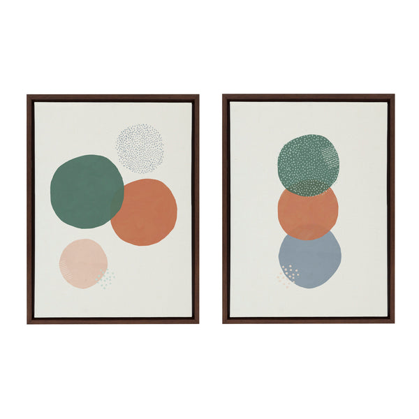 kate & laurel Sylvie Abstract Soft Circles Part 1 and 2 Framed Canvas Set by Lauradidthis