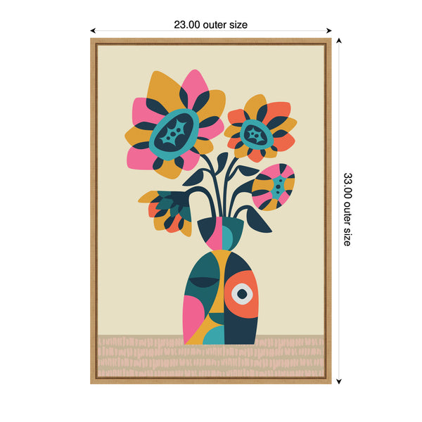 Kate & Laurel Sylvie Abstract Vintage Retro Sunflower Vase Framed Canvas By Rachel Lee