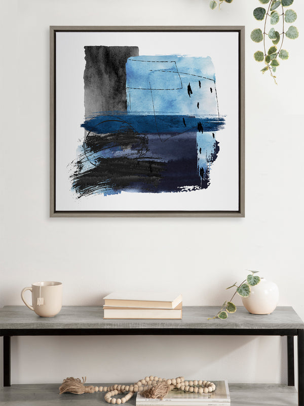 Kate & Laurel Sylvie Abstract Watercolor Block 2 Framed Canvas By Nikki Chu