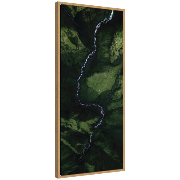 kate & laurel Sylvie Aerial View of a Winding River in a Green Valley in Iceland Framed Canvas by Michael Schauer