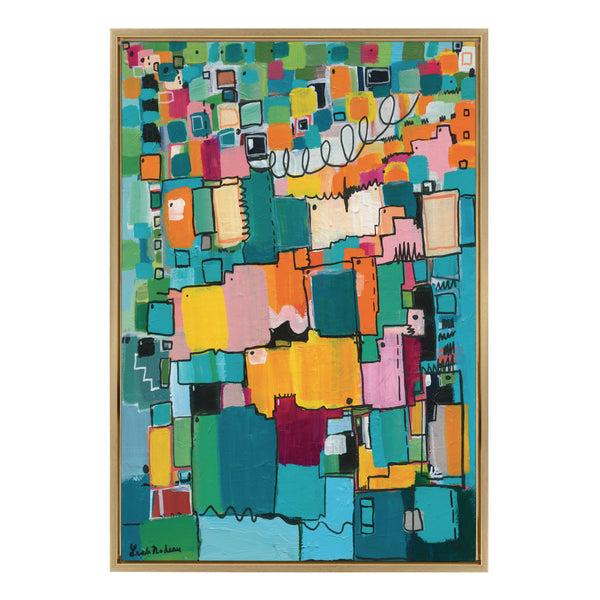 kate & laurel Sylvie Afternoon Delight Framed Canvas by Leah Nadeau