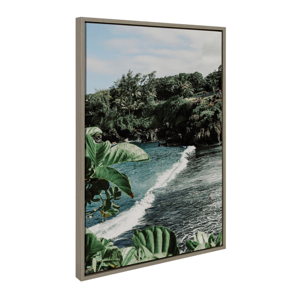 Kate & Laurel Sylvie Aloha Kai Vintage Palms And Palm Tree Sunburst Framed Canvas Art Set By Various Artists