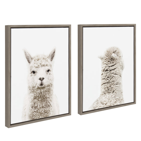 Kate & Laurel Sylvie Alpaca Front And Alpaca Back Framed Canvas Art Set By Amy Peterson Art Studio
