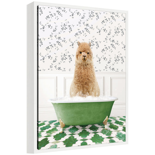 kate & laurel Sylvie Alpaca in Eclectic Green Bathtub Framed Canvas by Amy Peterson