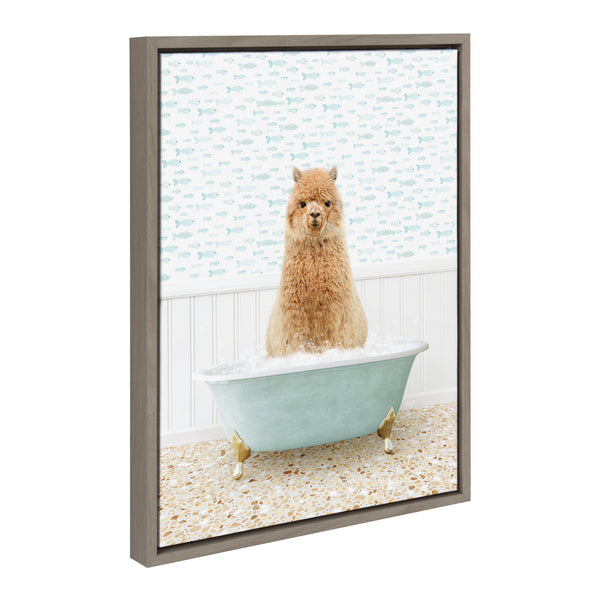 Kate & Laurel Sylvie Alpaca In Little Fish Bath Framed Canvas By Amy Peterson Art Studio