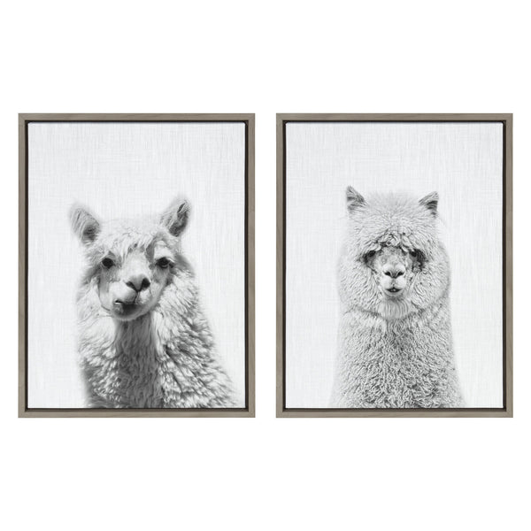 Kate & Laurel Sylvie Alpaca Portrait Set Framed Canvas By Simon Te