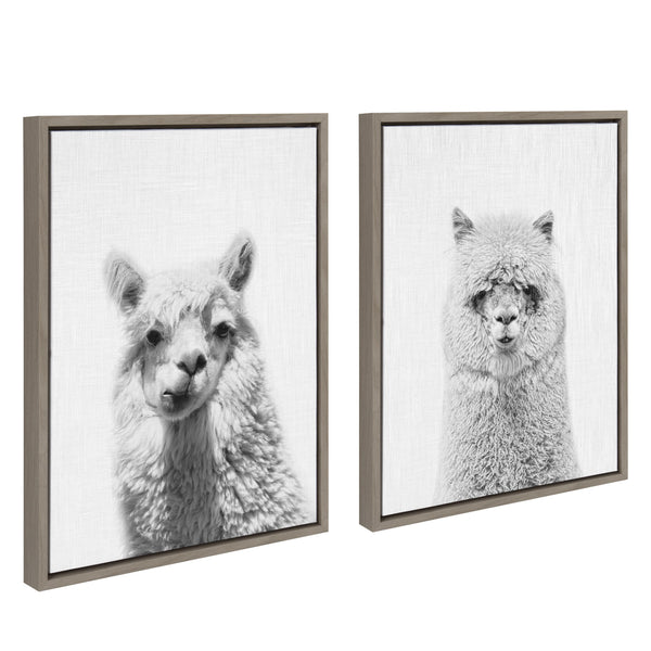 Kate & Laurel Sylvie Alpaca Portrait Set Framed Canvas By Simon Te