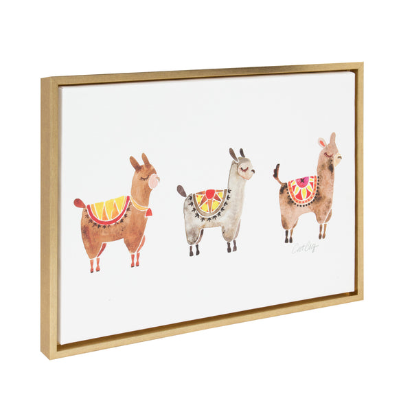 Kate & Laurel Sylvie Alpacas Framed Canvas Art By Cat Coquillette