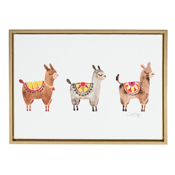 kate & laurel Sylvie Alpacas Framed Canvas Art by Cat Coquillette