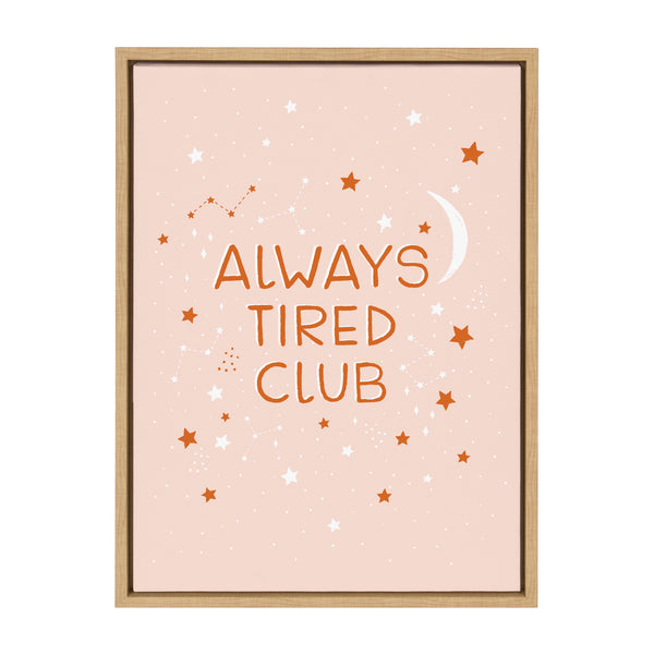 kate & laurel Sylvie Always Tired Club Framed Canvas by DuchessPlum