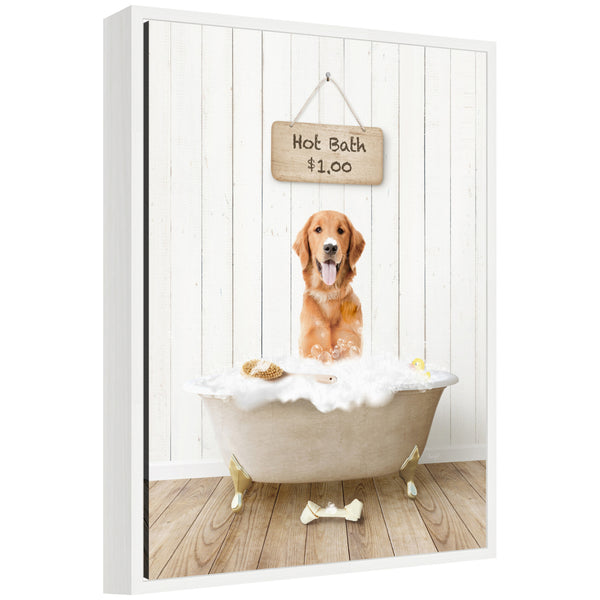 kate & laurel Sylvie Amber Retriever in Farmhouse Hot Bath Framed Canvas by Amy Peterson