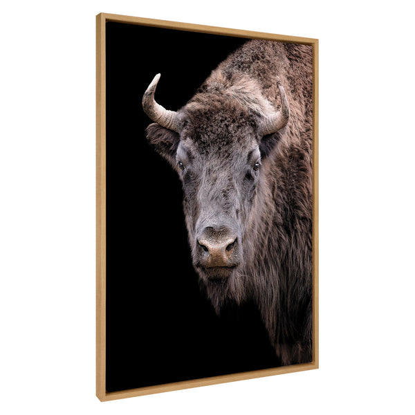 kate & laurel Sylvie American Bison Buffalo Yellowstone Wildlife Animal Framed Canvas by Xyo