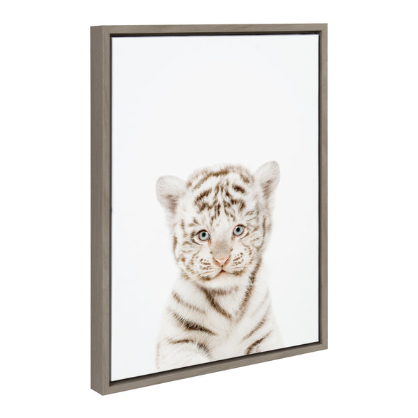 Kate & Laurel Sylvie Animal Studio Baby White Tiger Framed Canvas By Amy Peterson Art Studio