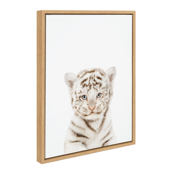 kate & laurel Sylvie Animal Studio Baby White Tiger Framed Canvas by Amy Peterson Art Studio