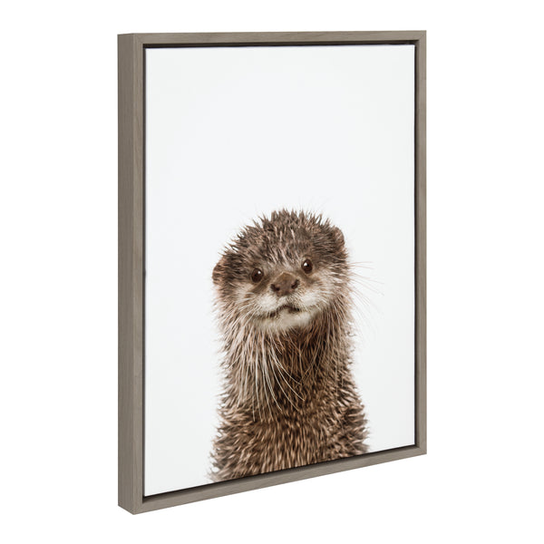 Kate & Laurel Sylvie Animal Studio Otter Framed Canvas By Amy Peterson Art Studio