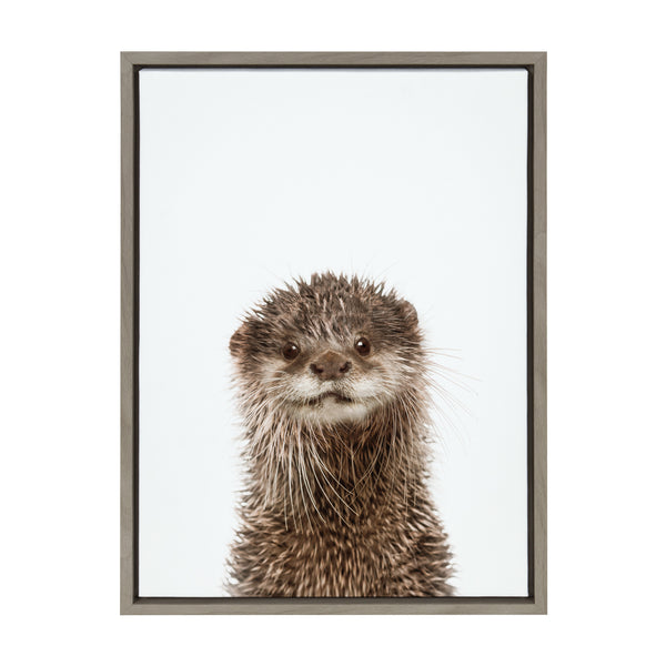 Kate & Laurel Sylvie Animal Studio Otter Framed Canvas By Amy Peterson Art Studio