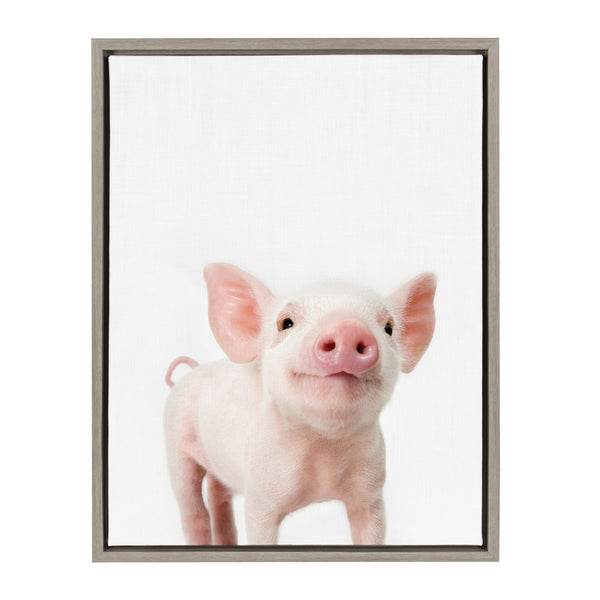Kate & Laurel Sylvie Animal Studio Piglet Framed Canvas By Amy Peterson Art Studio