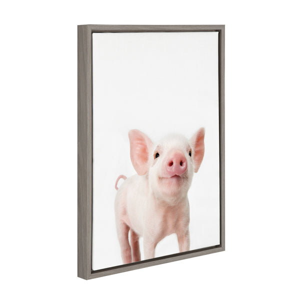 Kate & Laurel Sylvie Animal Studio Piglet Framed Canvas By Amy Peterson Art Studio