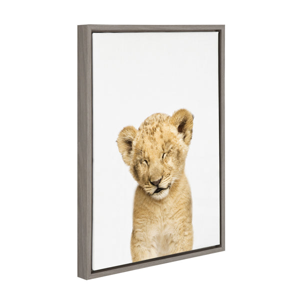 Kate & Laurel Sylvie Animal Studio Sleepy Lion Framed Canvas By Amy Peterson Art Studio