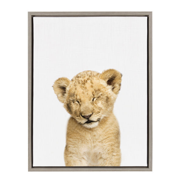 kate & laurel Sylvie Animal Studio Sleepy Lion Framed Canvas by Amy Peterson Art Studio